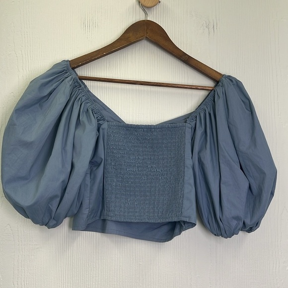 Abercrombie & Fitch - Blue Puff Short Sleeve Lightweight Poplin Ring Blouse SM - Picture 9 of 9